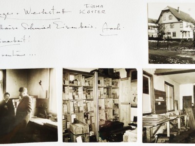 Etwa 1955. Aach. Eleonore Kötter, li. unten, arbeitet viele Jahre neben Studium und Kunstberuf in der Firma des Vaters.