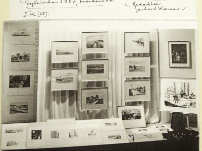 1957. Ausstellung Bilder der Hollandreise bei Bilder-Lang in Freudenstadt in der Reichstraße. Wohl erste Ausstellung von EK.