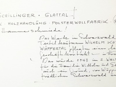 Wilhelm Kötters Geschäftsbeziehungen zu Jakob Schillinger (Glattal bei Aach) seit 1937 waren der Grund, im Jahr 1943 mit der Familie nach Aach zu ziehen. So entkamen die Kötters den Bomben von Wuppertal.